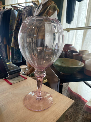 Pink Glass Pedestal Vase