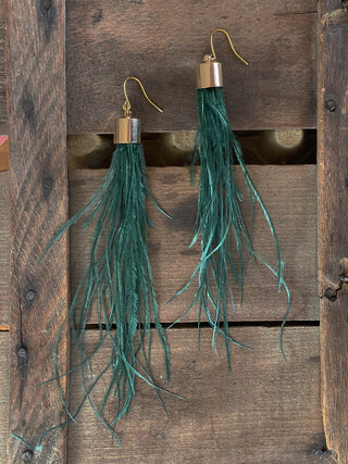 Ostrich Feather Tassel Earring