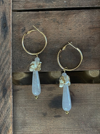 Gilded Vertebrae Hoop with Clear Quartz