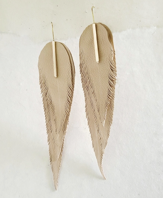 Bisjoux Handmade Leather Earrings: Medium White and Gold