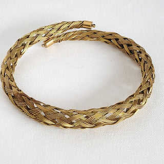 Brass braided woven cable armlet or bangle cuff bracelet