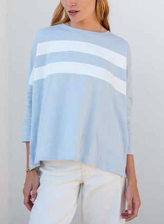 Catalina Slub Tee - Crystal + White Cali Stripe