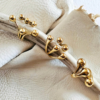 Gold plated ring molten cluster 3 styles adjustable