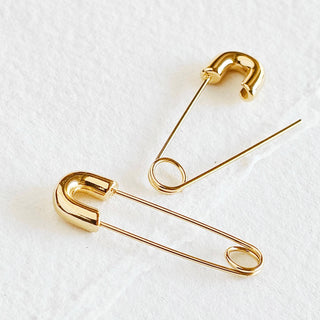 18 kt gold plated safety pin clip earrings