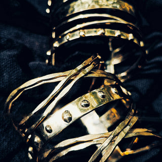 Brass multi layered handcrafted cuff bracelet droplet