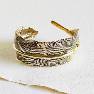 Brass feather bangle cuff bracele high quality handcrafted