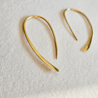Brass hoop wire earrings arc hoops
