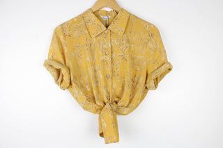 Vintage Short-Sleeve Button Up Blouse - Original Length