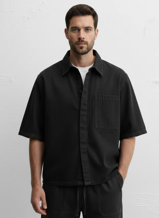 Relaxed Fit Denim Shirt (Black)
