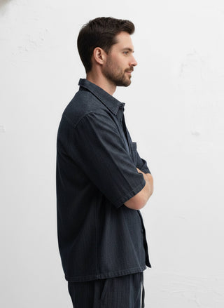 Relaxed Fit Denim Shirt (Dark Blue)