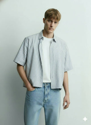 Checkered Boxy Fit Shirt (Blue/White)