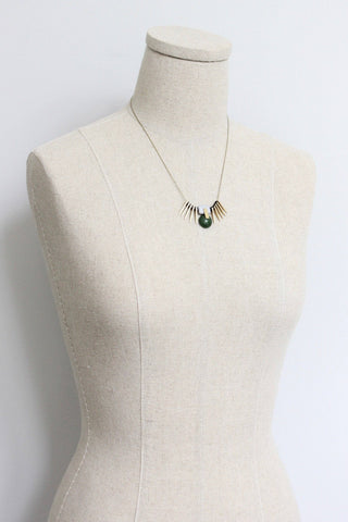 LEX118  Hunter green ArtDeco pendant necklace