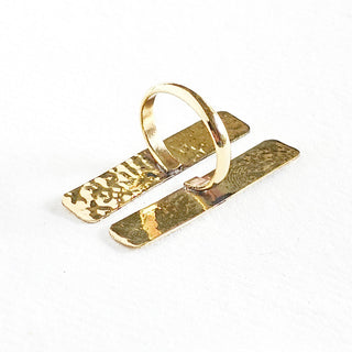 Brass ring hammered adjustable bold statement ring
