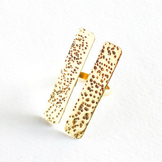 Brass ring hammered adjustable bold statement ring