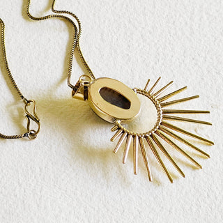 Brass labradorite starburst pendant charm necklace designer