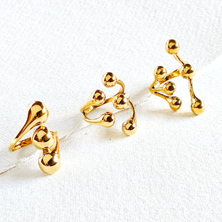 Gold plated ring molten cluster 3 styles adjustable