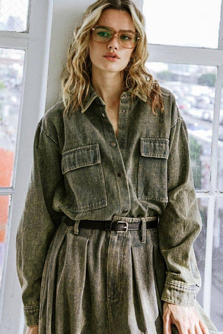 Freemarket overdyed denim top - FT1069