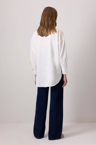 Boho Embroidered Cotton-Blend Oversized Shirt