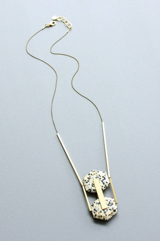 LEX122 Dalmatian geometric pendant necklace