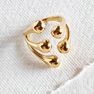 Gold plated ring molten cluster 3 styles adjustable