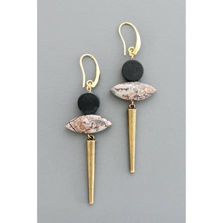 FERE93 Geometric jasper and agate earrings