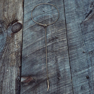Brass snake chain serpent lariat long necklace